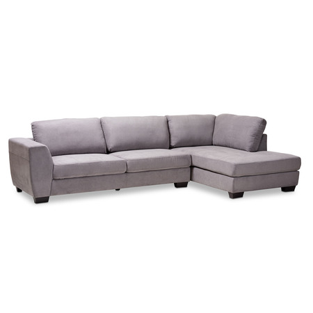 BAXTON STUDIO Petra Gray Upholstered Right Facing Sectional Sofa 152-9348